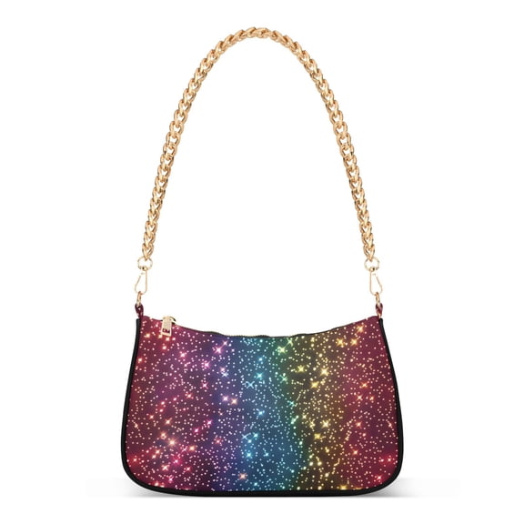ALAZA Rainbow Glitter Women's Chain Shoulder Bag Hobo Handbag Tote Crossbody Purse