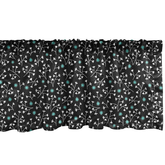 Ambesonne Floral Valance Pack of 2, Blossoms and Branches, 54"X18", Charcoal Grey White