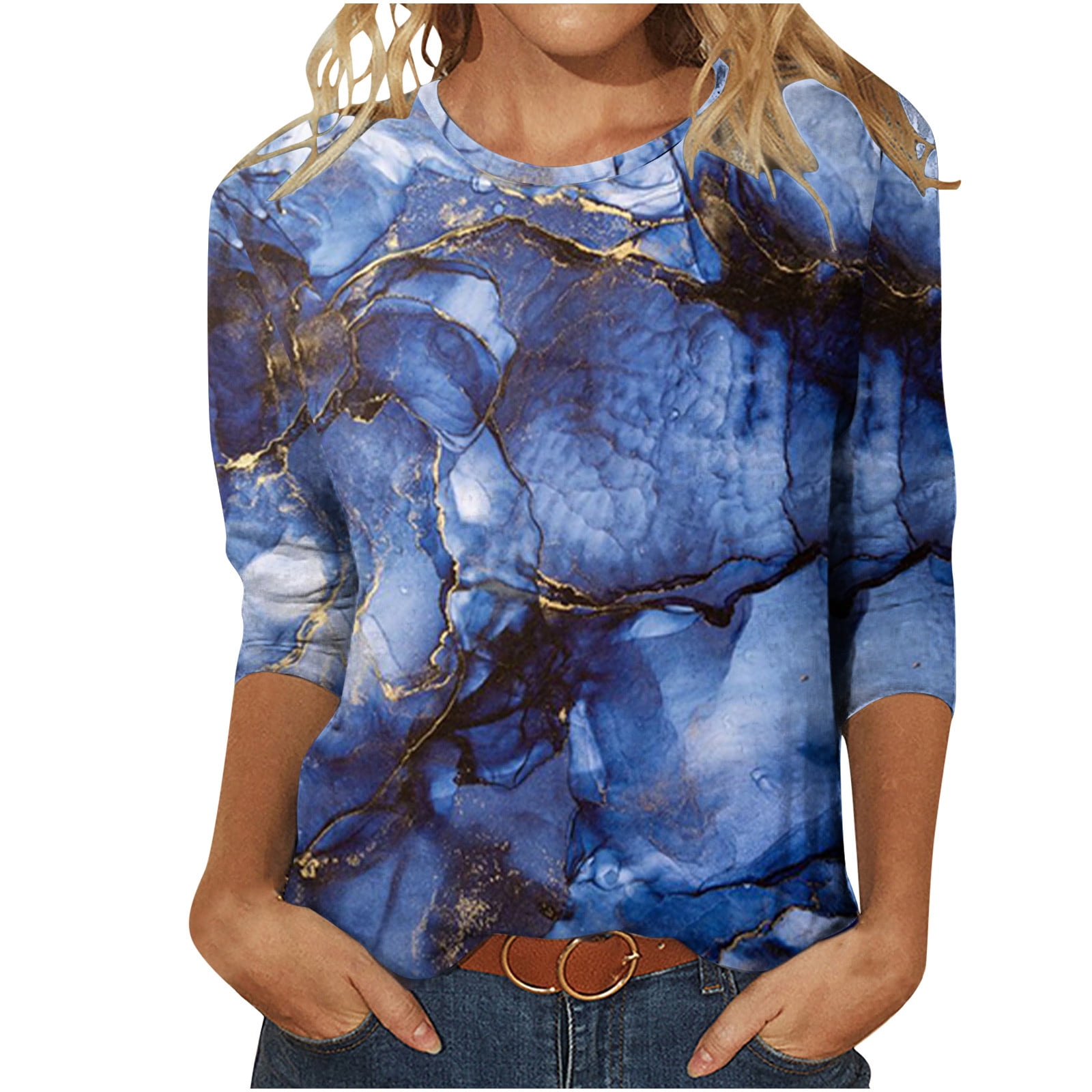 Scyoekwg 0 Spring and Autumn Trendy 3/4 Sleeves Shirts for Womens ...