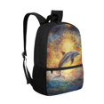 thumbnail image 2 of Uourmeti Dolphin Splash Art Rich Texture Backpack for Work Travel, Fade Resistant Large Capacity Polyester Backpack Student Bookbag, 2 of 6