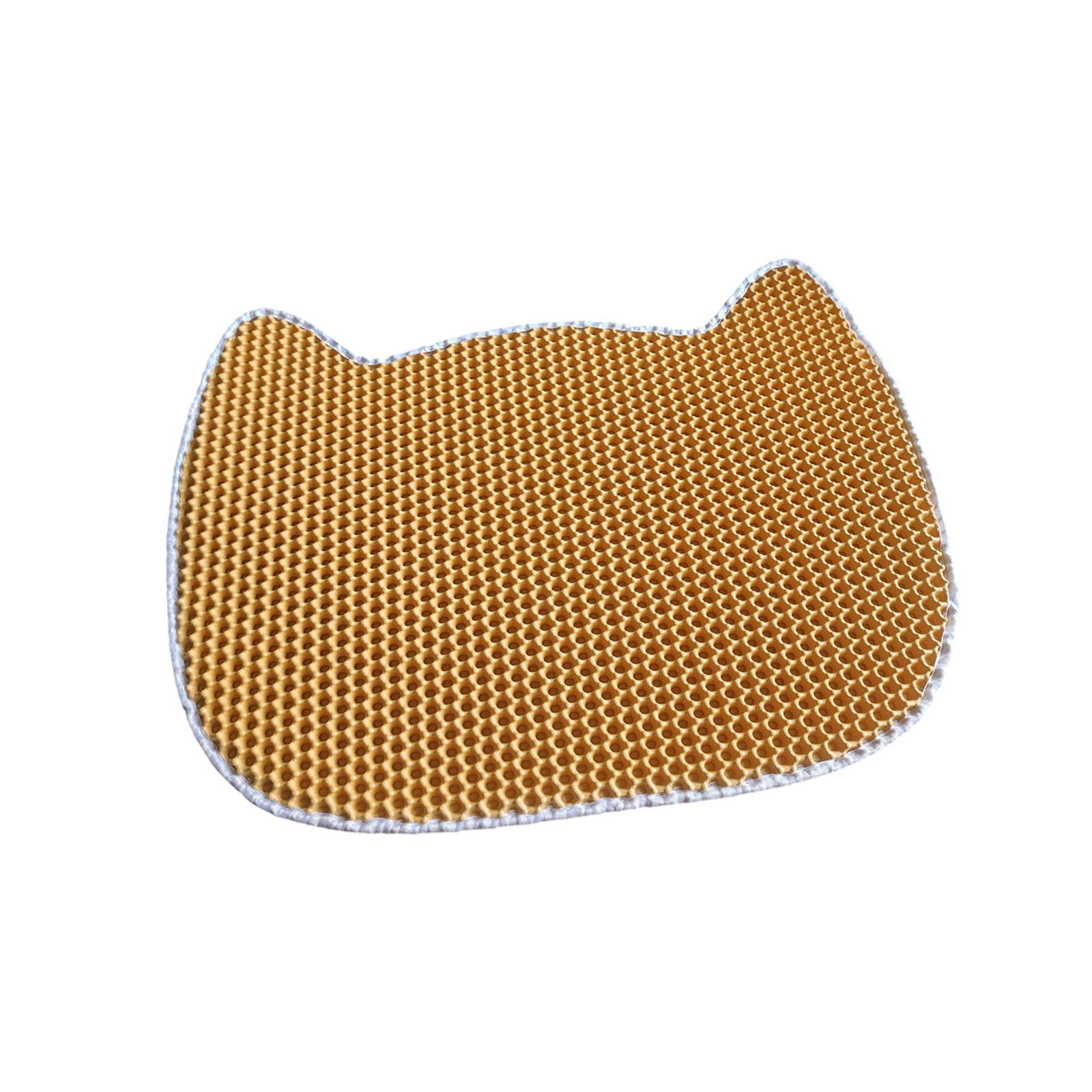 Cat Litter Mat Double Layers Durable Washable for Indoor Cats Cat Litter Pad Orange