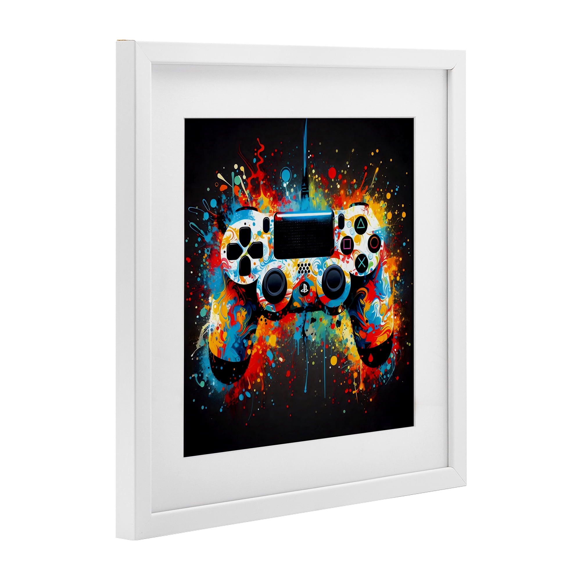 Stupell Industries Colorful Controller Swirl White Framed Print Under Glass, design by Creative Studio