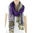thumbnail image 6 of Luxurious Double Layered Jacquard Big Paisley Pashmina Shawl Wrap Scarf Purple, 6 of 7
