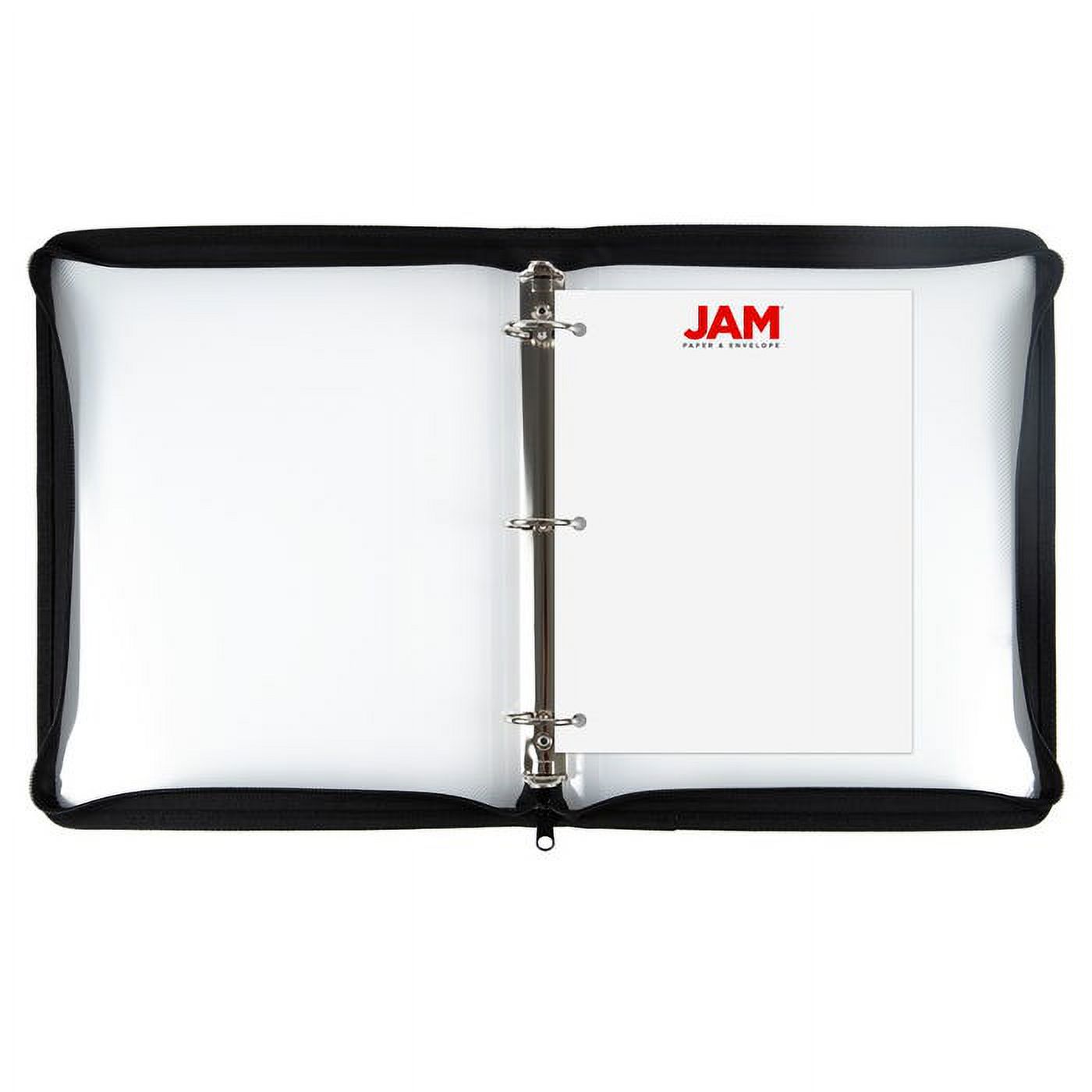 JAM Paper Plastic Zipper Binders, 11.5 x 10.25 x 1.5 inches, Clear, 1 Pack