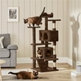 thumbnail image 2 of Yaheetech 53.9" H Cat Tree with Double Condos, Scratching Posts & Ramp, Brown, 2 of 11