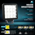 thumbnail image 4 of Nilight Led Light Pods 2PCS 4Inch 16LED Flood Beam Square Driving Work Lights Built-in EMC Super Slim Offroad Lights Side Light Ditch Lights for Tractor Truck Motorbike Boat ATV, 2 Years Warranty, 4 of 8