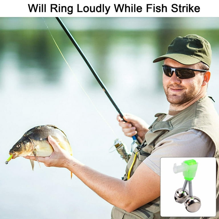 Fishing Rod Alarm Loud Dual Alert Bells Fishing Bells Clips for Fish Strike  
