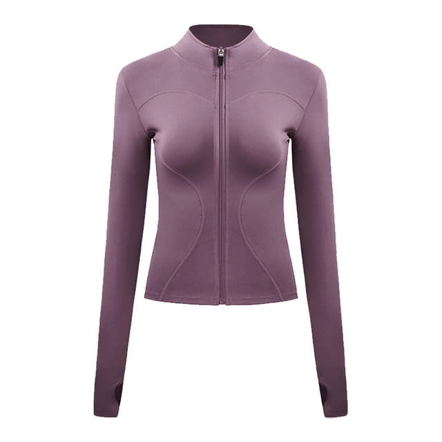 Chaqueta de entrenamiento deportivo para mujer, chaqueta de chándal de yoga de manga larga ajustada con agujeros para los pulgares Zhivalor BST3010668-2