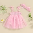 thumbnail image 3 of Bagilaanoe Newborn Baby Girl Summer Rompers Dress Daisy Print Sleeveless Bodysuits + Headband 3M 6M 12M 18M Infant Patchwork A-line Dresses, 3 of 7