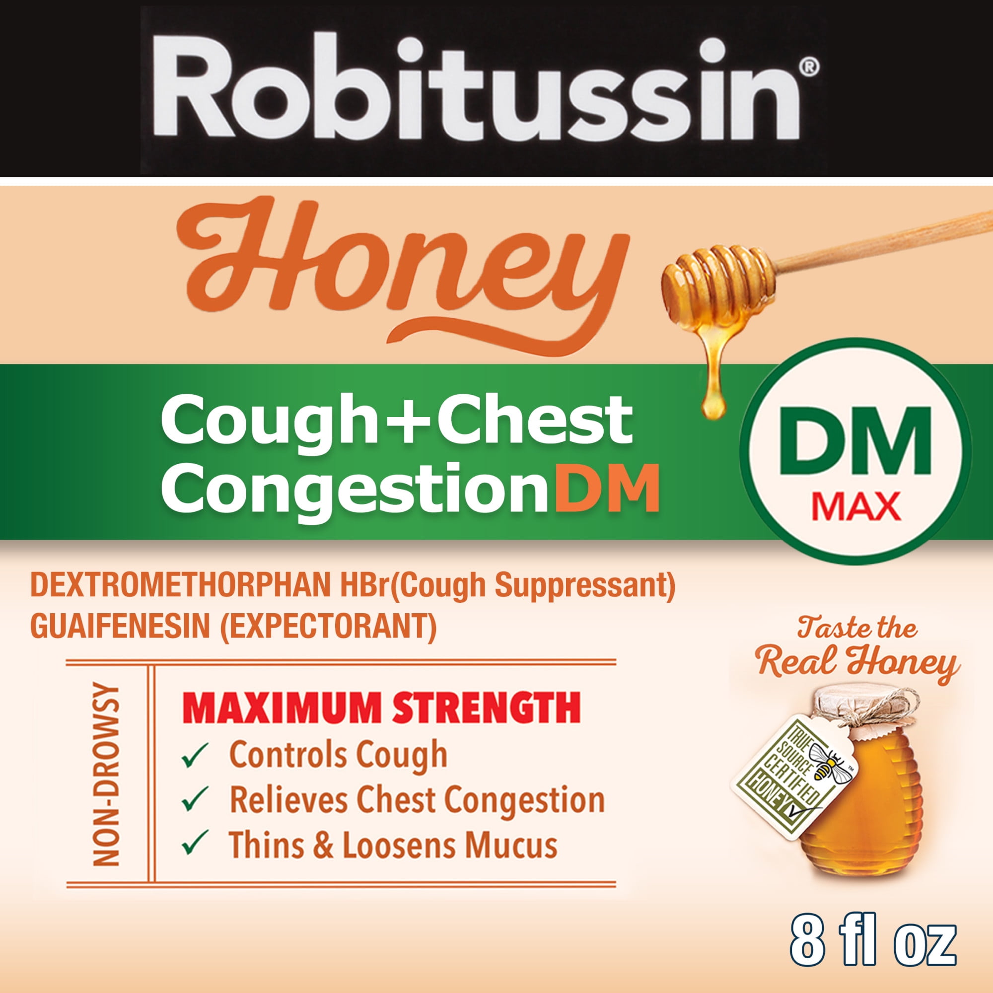 Robitussin Maximum Strength Honey Cough + Chest Congestion Dm, Cough ...