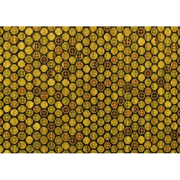 Ahgly Company Indoor Rectangle Abstract Yellow Modern Area Rugs, 2' x 5'
