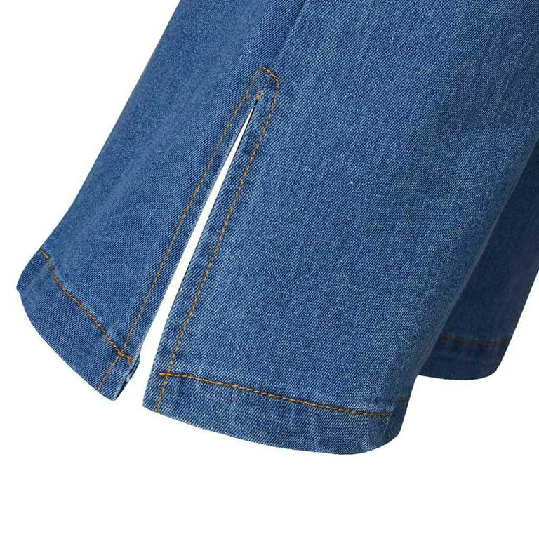 HTNBO High Waist Bell Bottom Jeans for Women Casual Straight Leg
