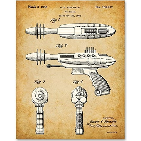Ray Gun Toy Toy Ray Gun Retro Art - 11x14 Unframed Patent Print - Great Gift for Sci Fi Collectors or Boy's Room Decor ()
