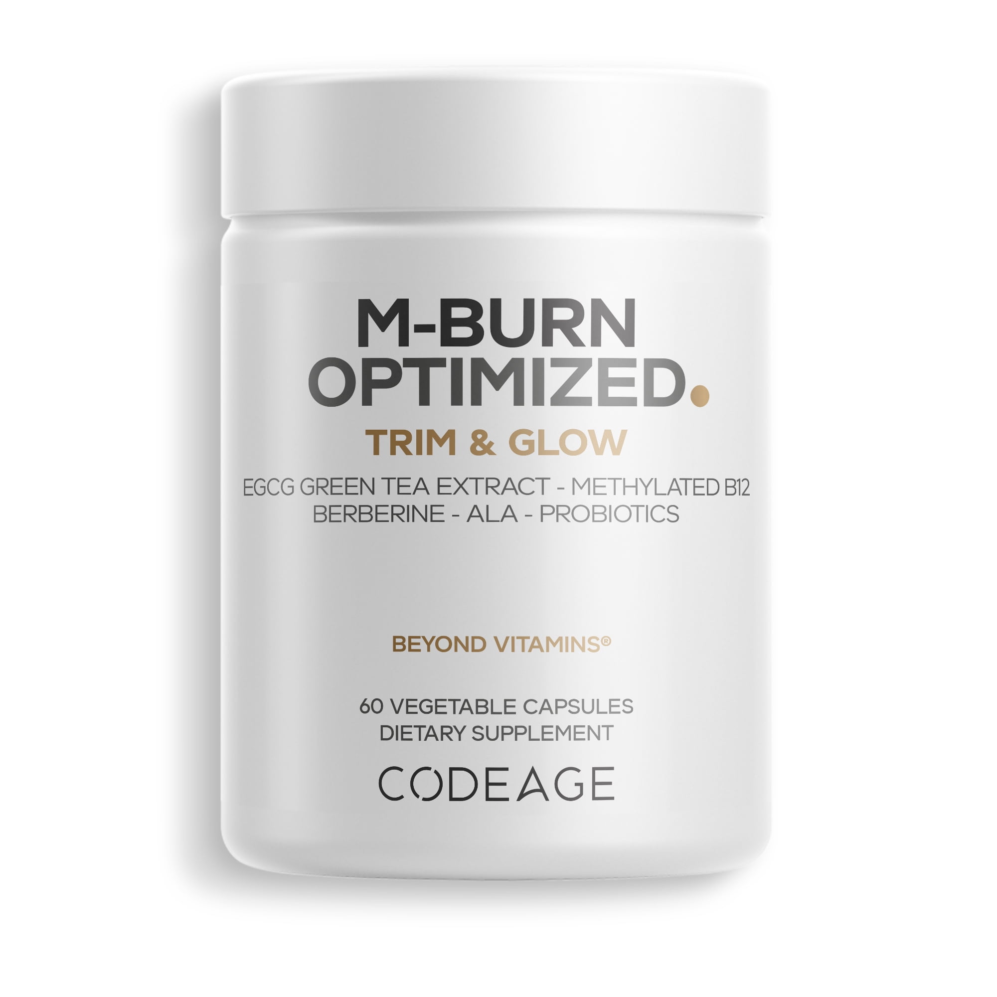 Codeage M-Burn Optimized Supplement, Decaffeinated Green Tea, Berberine, Akkermansia, Vitamin B12, 60 Capsules