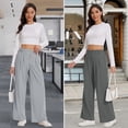 thumbnail image 5 of Slacks for Women Dress Pants Stretchy Work Pants Wide Leg High Waisted Business Casual Trousers with Pockets Waffle, 5 of 7