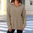 thumbnail image 6 of MLCDZ Womens Sweatshirt 1/4 Half Zip Pullover Casual Long Sleeve Collared Lightweight Sweatshirts Fall Outdoor Sports Holiday Party Tops with Pockets, 6 of 7