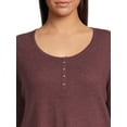 thumbnail image 5 of Terry & Sky Women’s Plus Size Henley Waffle Tee with Long Sleeves, 2- Pack, 5 of 5