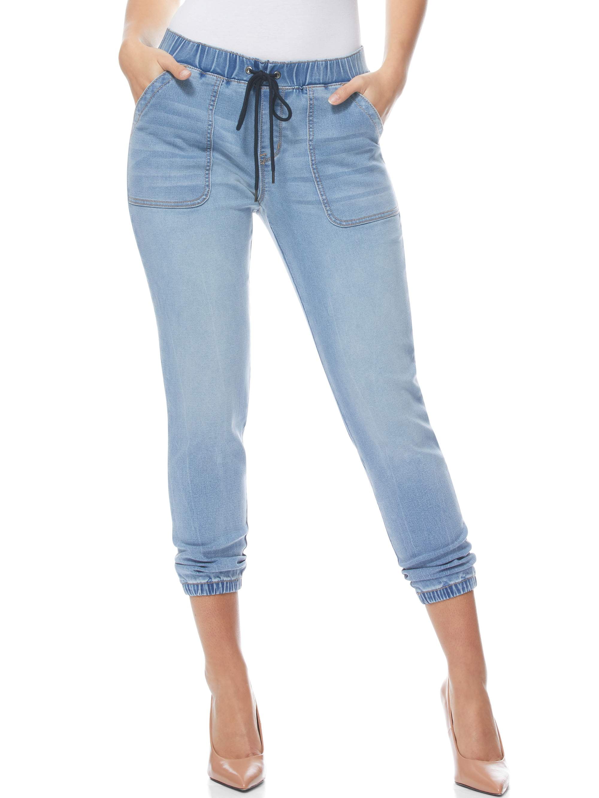 denim utility joggers womens