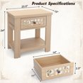 thumbnail image 5 of GVN Wood Retro End Table with Mirrored Glass Drawer and Open Storage Shelf-Natural, 5 of 10