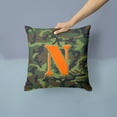 thumbnail image 2 of Letter N Monogram - Camo Green Fabric Decorative Pillow, 2 of 4