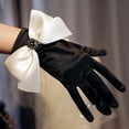 thumbnail image 2 of Vintage Gloves Hepburn Black Satin Thin Bowknot Stage Banquet Bride Accessories gloves women Short Satin Gloves Wrist Length Gloves Women's Gown Gloves Opera Wedding Banquet Dress Glove, 2 of 8