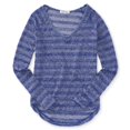 thumbnail image 1 of Aeropostale suéter de manga larga de punto con parte superior raglán para mujer, azul, extragrande Aeropostale  Pull-over, 1 of 2