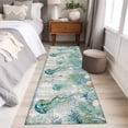 thumbnail image 4 of Teal Jellyfish Coastal 2'x6' Runner Rugs for Hallway Kitchen Bedside Non Slip Washable, Summer Beach Coral Nautical Ocean Entryway Rug Runners with Rubber Backing, Long Carpet Runner for Laundry Room, 4 of 8