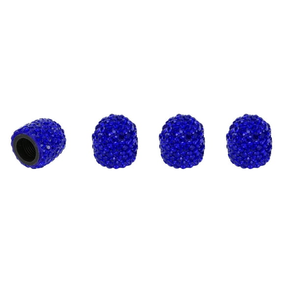 Unique Bargains Tire Valve Stem Caps 14x15MM Car Wheel Valve Cap Polymer Clay Rhinestones Blue 4 Pcs