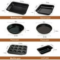 thumbnail image 3 of 6 Pieces Bakeware Sets, Baking Pans Set, Nonstick Oven Pan for Kitchen with Wider Grips with Square Cake Pan, Loaf Pan, Muffin Pan, Cookie Sheet, 2 Pizza Pans, 3 of 6