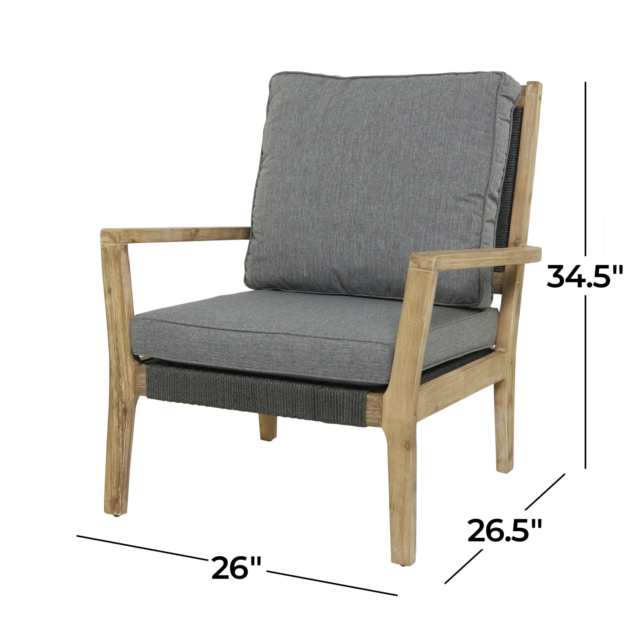 DecMode Wood Outdoor Chair with Cushions - Brown