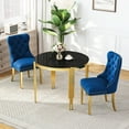 thumbnail image 6 of 3-Piece Round Dining Table Set, Modern Glass Table Irregular Table Legs, and 2 Velvet Tufted Chairs for Kitchens, Living Rooms, Small Spaces, 6 of 8