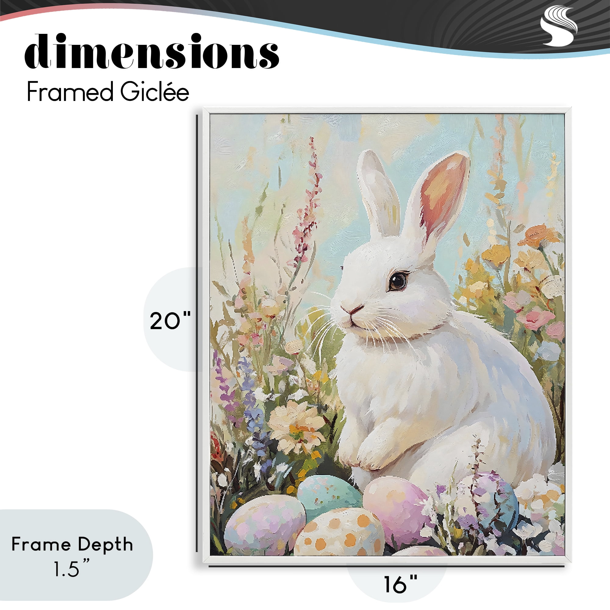 Stupell Industries White Easter Bunny in Wildflowers White Framed Giclee Art, design by The Prints Vibe