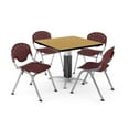 thumbnail image 4 of OFM Core Collection Breakroom Bundle, 42" Square Metal Mesh Base Multi-purpose Table in Oak, 4 Rico Stacking Chairs in Red (PKG-BRK-024-0020), 4 of 5