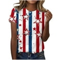 thumbnail image 2 of Memorial Day T Shirts for Women Red White and Blue T Shirts Women 4th of July Shirts Red White and Blue Tops Memorial Day Tee Women's New Casual Fashion Printed T-Shirt Crewneck Short-Sleeved Top, 2 of 4