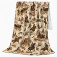 thumbnail image 2 of Western Frontier Cowboys decorative motif Ranch Scene autumn celebration, Warm Flannel Blanket for Ranch House and Living Room, Festive autumn celebration Scene, Rustic Home Decor, 2 of 7