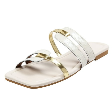 OJSFQUFP Sandals for Women Fashion Ladies Beach Slip On Soft Sole Casual Open Toe Non Slip Flat Breathable Slippers Shoes Sandals Soft Slippers for Women White 38