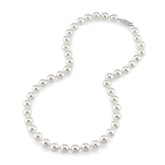 18K Gold 8.5-9.0mm Japanese Akoya Saltwater White Cultured Pearl Necklace - AAA Quality, 18" Princess Length