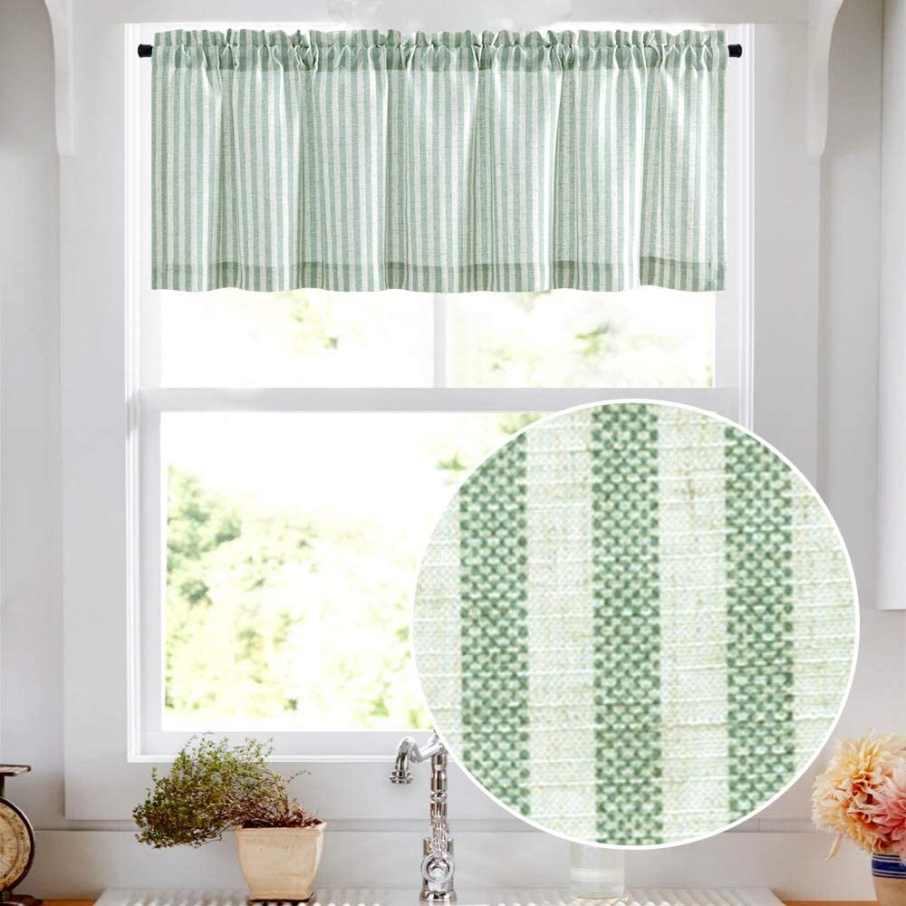 CURTAINKING Kitchen Valance Curtain Stripe Pattern Farmhouse Window