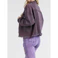 thumbnail image 3 of A2Y Women's Over Dyeing Unhemmed Long Sleeve Denim Jacket Magenta L, 3 of 3