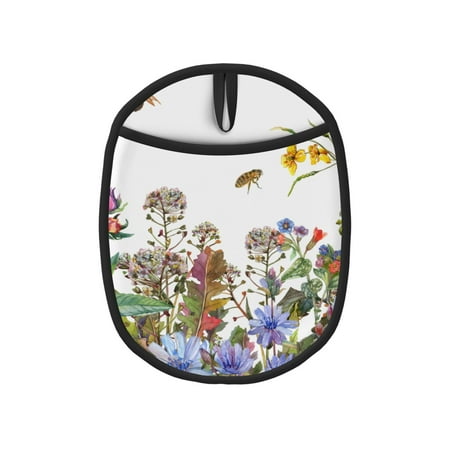 

Sikiie Herbs and Wildflowers Silicone Pot Holders Oven Mitts Heat Resistant Hot Pads Non Slip Pot Holder for Kitchen Baking and Cooking 9.4 x 7.5 Inches