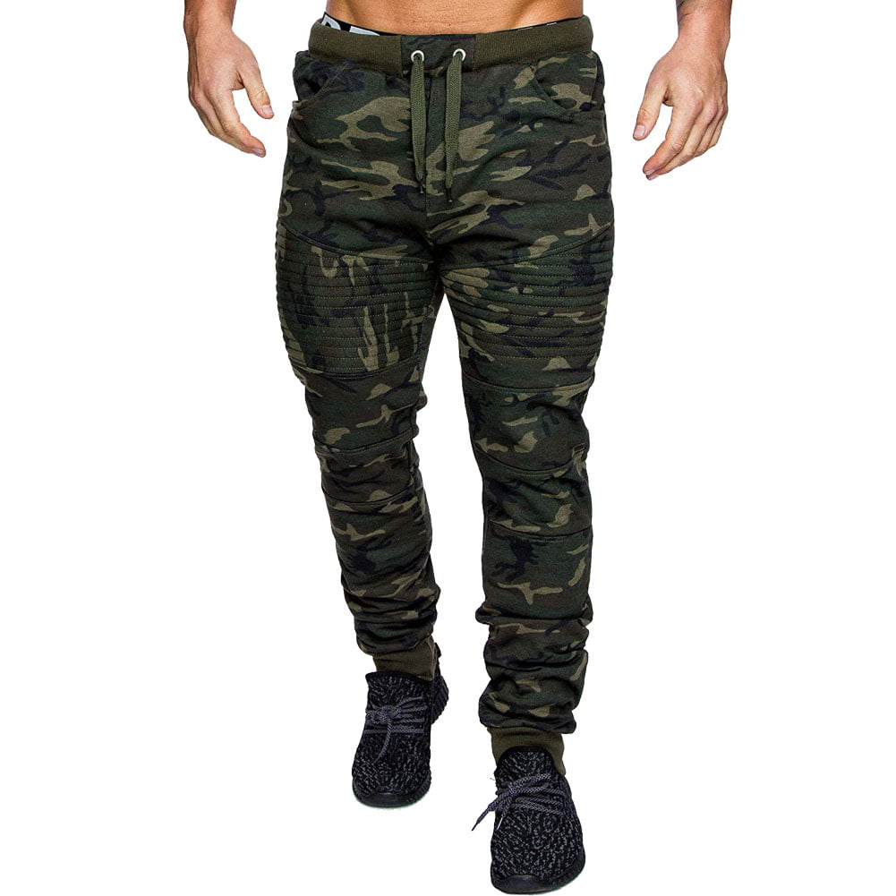 Mens Camouflage Casual Trousers Slim Fit Camo Cargo Combat Work Pants Bottoms