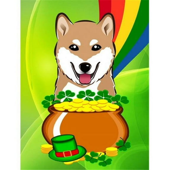 Caroline's Treasures BB1969GF Shiba Inu St. Patrick's Day Flag Garden Size , Small, multicolor