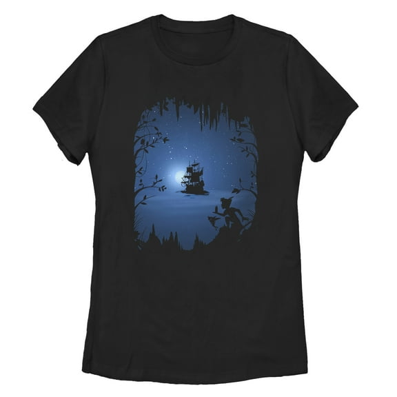 Women's Peter Pan Full Moon Boat Graphic Tee Black Medium