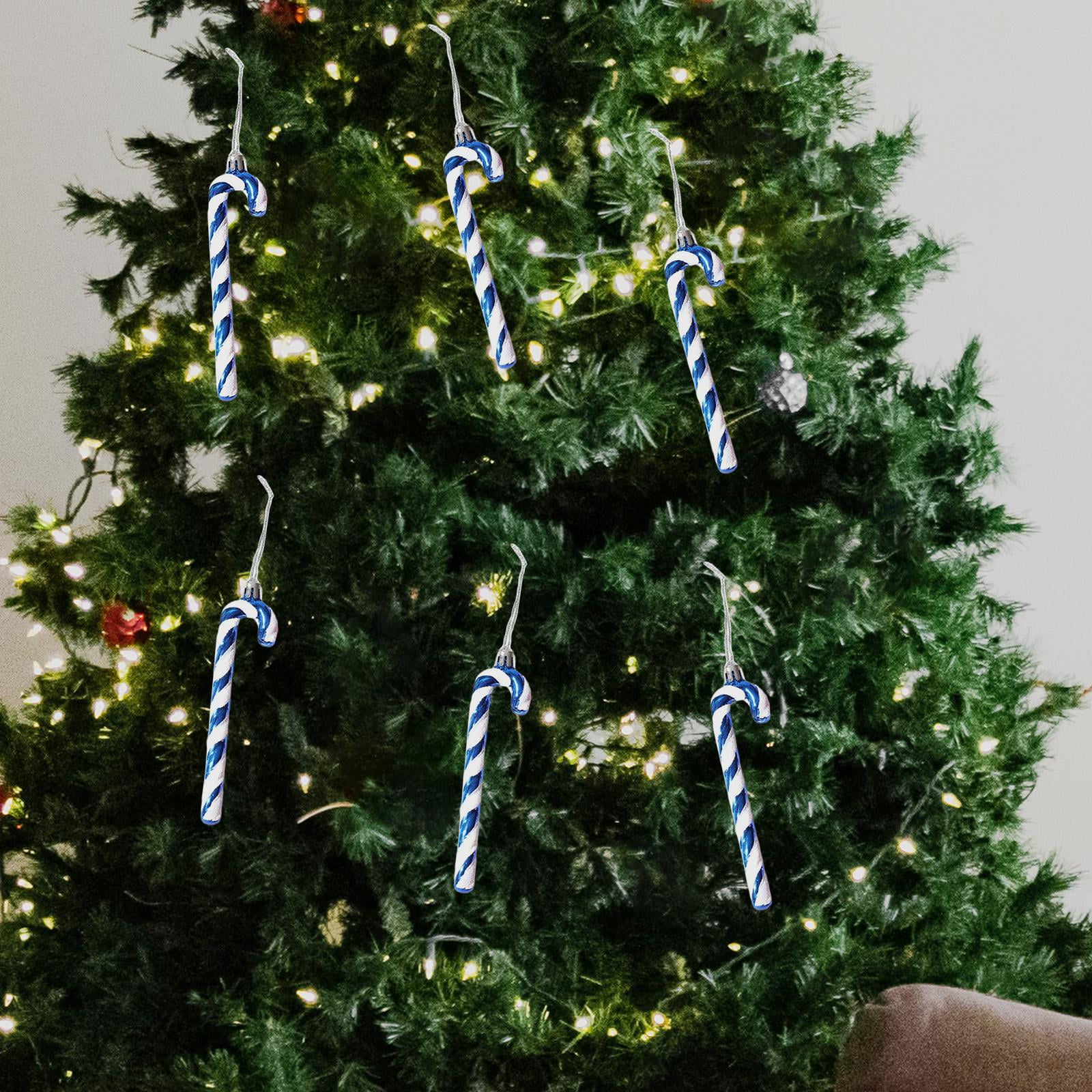 Décorations Noël En Forme De Bonbons | 6 Pièces ABS, Canne à Sucre Rouge Et Blanc, Avec Ficelle - 3