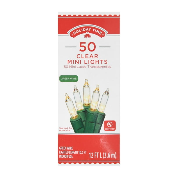 Holiday Time 50Count Clear Incandescent Mini Christmas Lights, with