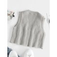 thumbnail image 3 of ZAFUL Women Leisure Crop Button Up Vest Cardigan Light Gray L, 3 of 5