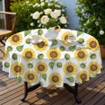 thumbnail image 3 of Sunflower and Bud White Pattern Round Tablecloth 60"x60", Wrinkle Resistant Wipeable Table Cover for Kitchen Dining Room Picnic Patio and Party, 3 of 4