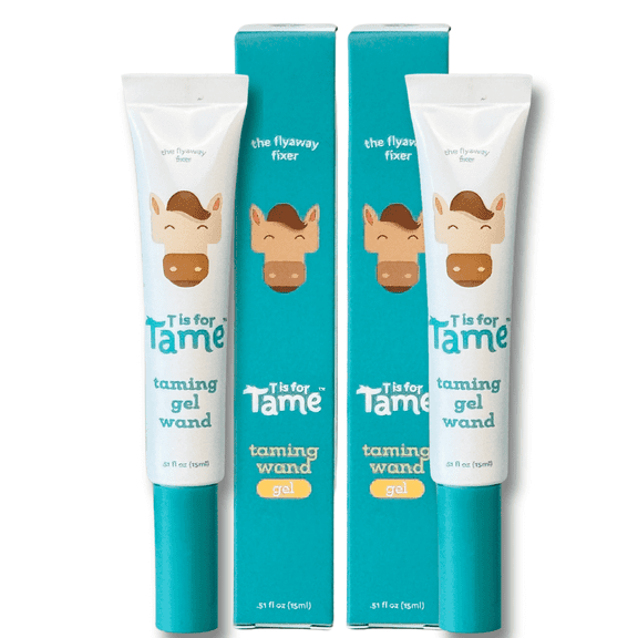 T is for Tame - Natural Taming Gel Wand for Kids and Adults, Smooths Flyaways, Static & Baby Hairs, 2pk