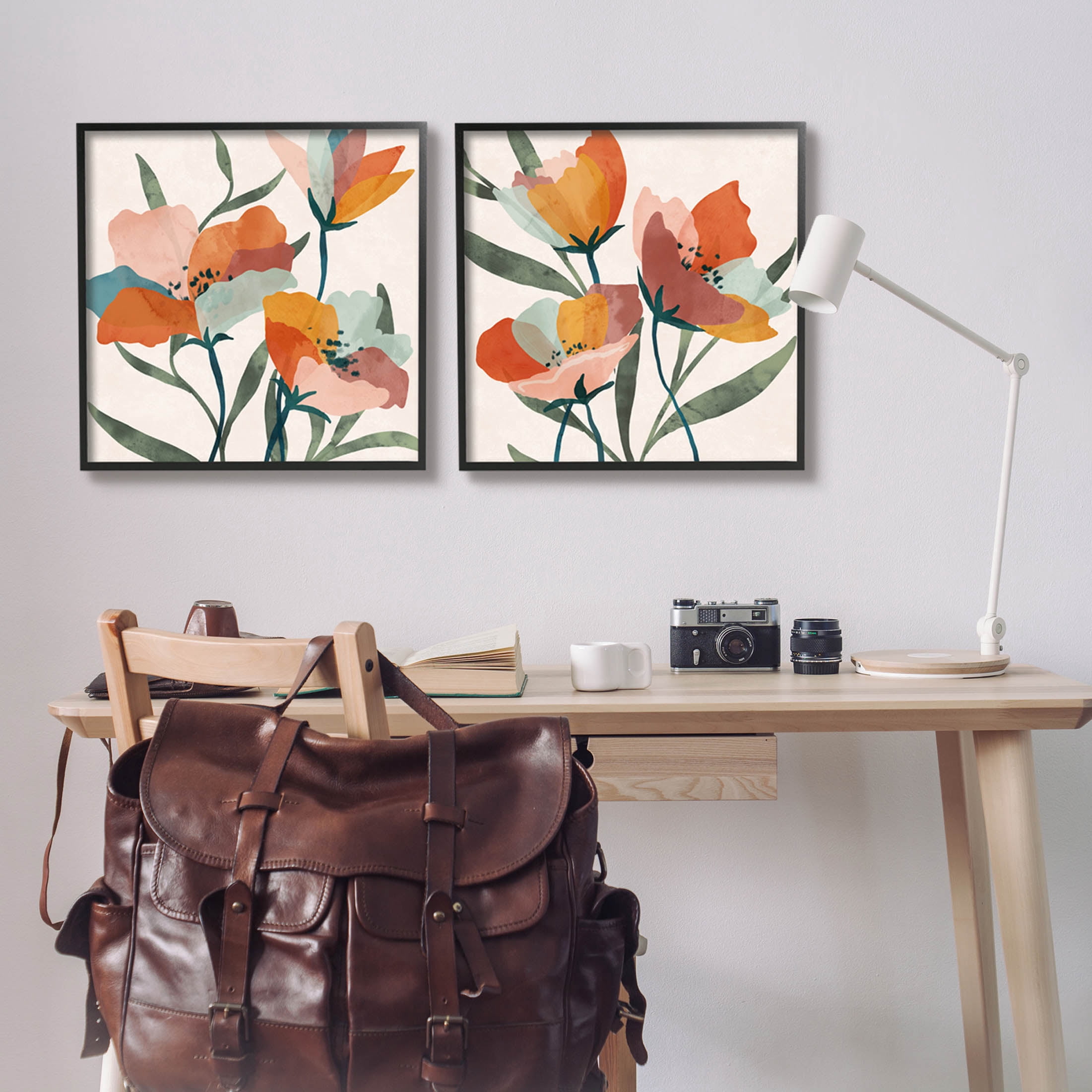 Stupell Industries Summer Bouquet Modern Abstract Graphic Art Black Framed Art Print Wall Art, Set of 2, Design by Nina Blue