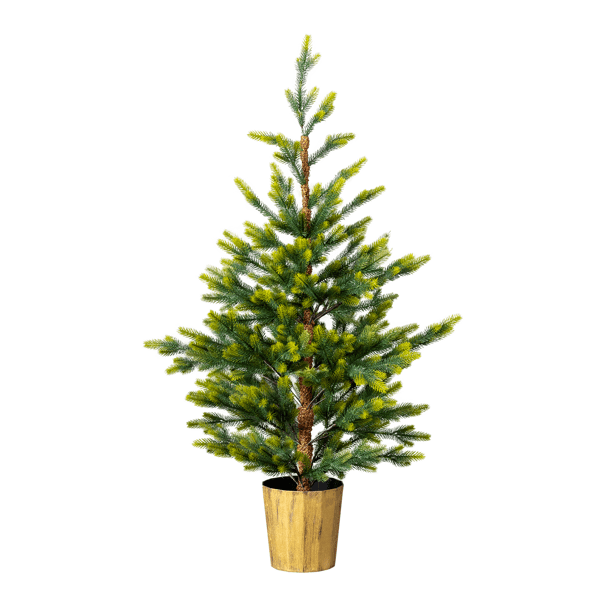 2-Pack 4FT Potted Christmas Trees, Realistic Dual-Tone Green, 119 Branch Tips/Tree, for Entryways, Walkways, Indoor or Outdoor